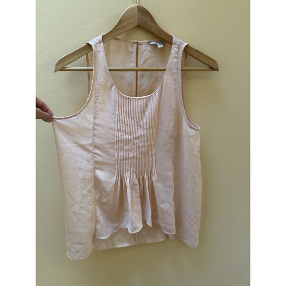 Guess Womens S Pale Peach pink Sleeveless Tank Top Sheer Panel Blouse Flowy - Picture 2 of 6